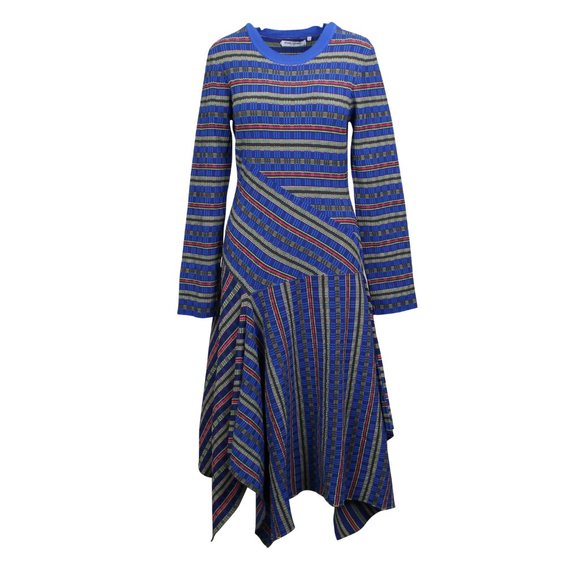 OPENING CEREMONY French Blue Ribbed Knit Mini Sweater Dress Size L $450